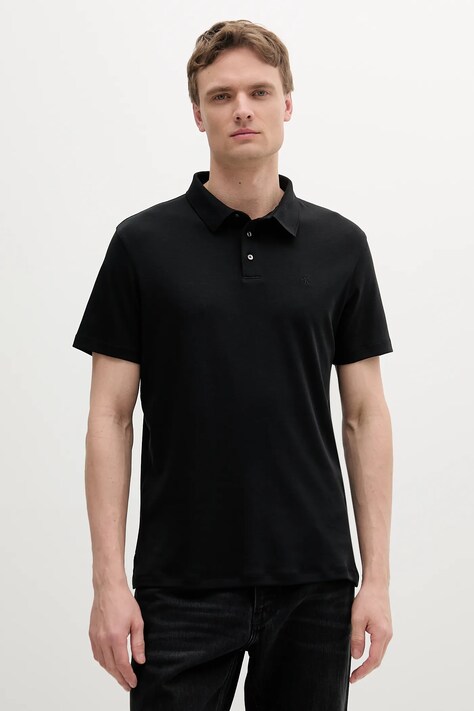 Calvin Klein polo de bumbac culoarea negru, uni, LV04LB276G