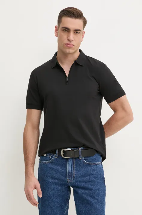 Calvin Klein tricou polo barbati, culoarea negru, neted, K10K114128