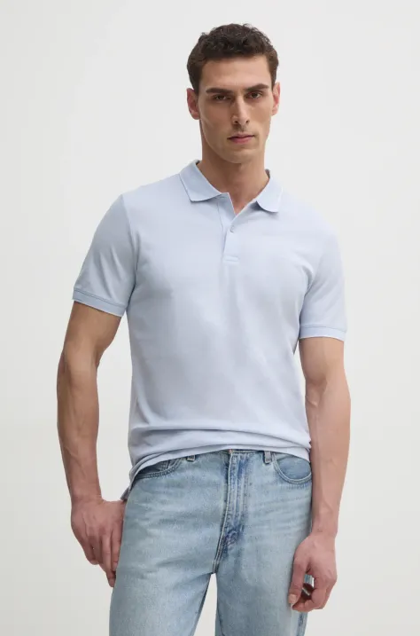 Calvin Klein polo bawełniane kolor niebieski gładki K10K114475