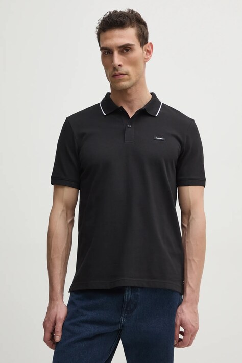 Поло Calvin Klein чоловіче колір чорний однотонне K10K114141