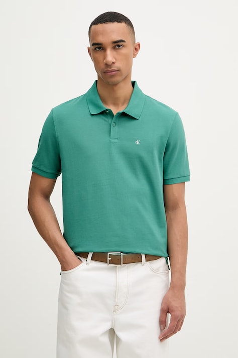 Calvin Klein Jeans polo tričko pánske bavlnené zelené LV040EM269
