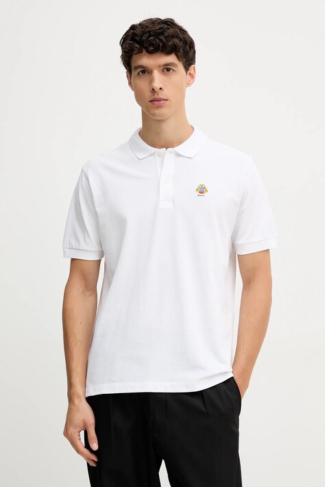 Bally polo bawełniane męski kolor biały z aplikacją MJE06N