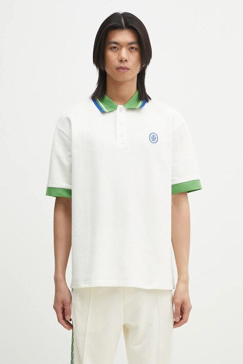 Bavlněné polo tričko Drôle de Monsieur Le Polo Pique Tresse bílá barva, G-PL152-CO162-OW