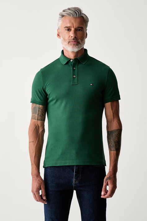 Tommy Hilfiger polo bawełniane z elastanem zielone MW0MW17771