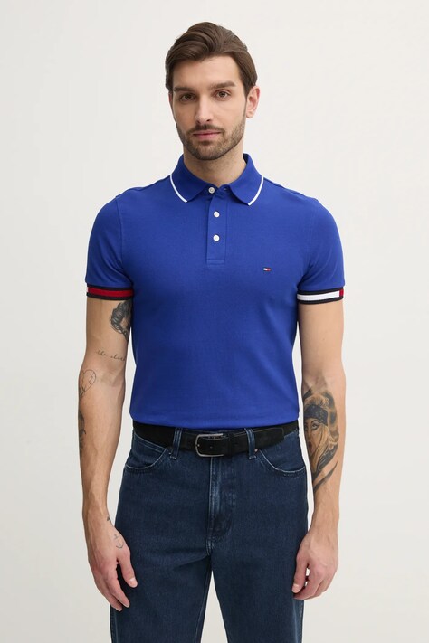 Πόλο Tommy Hilfiger χρώμα: μπλε, MW0MW38458