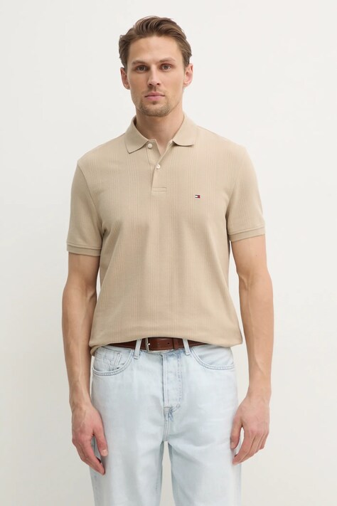 Polo tričko Tommy Hilfiger béžová barva, MW0MW38951