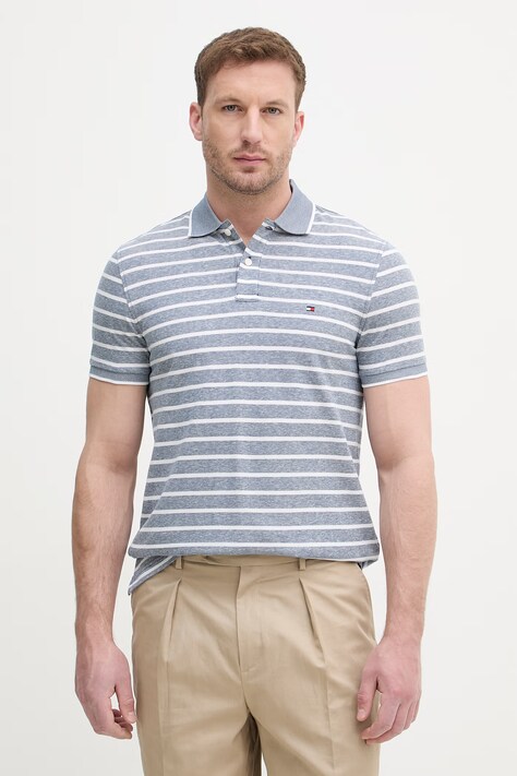 Tommy Hilfiger πόλο ανδρικό με πρόσμιξη λινού μπλε MW0MW33140