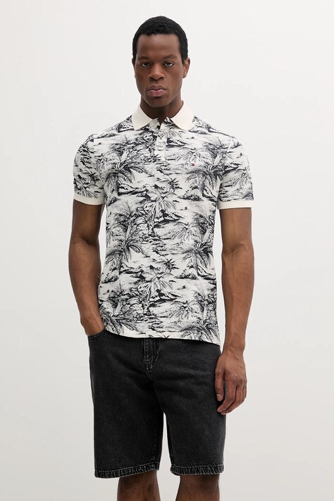 Tommy Hilfiger tricou polo din in culoarea bej, modelator, MW0MW38475