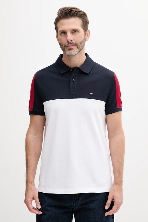Tommy Hilfiger tricou polo culoarea bleumarin, cu imprimeu, MW0MW38966
