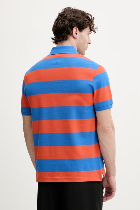Tommy Hilfiger polo męskie bawełniane z elastanem pomarańczowe MW0MW39045