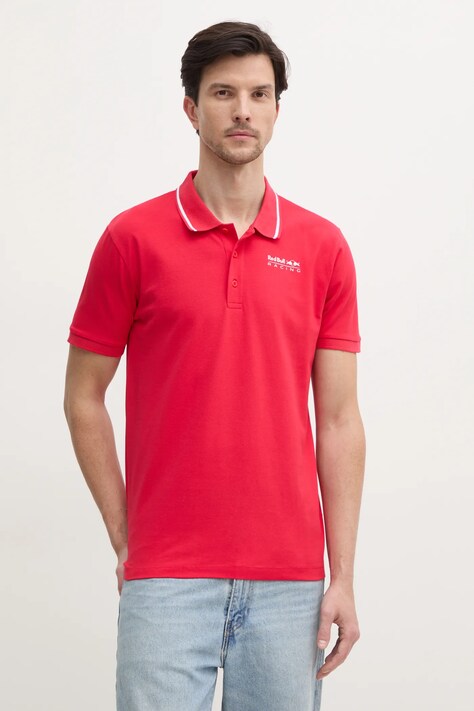 Red Bull Racing x Pepe Jeans tricou polo TIPPED LOGO POLO barbati, culoarea rosu, cu imprimeu, RM540013
