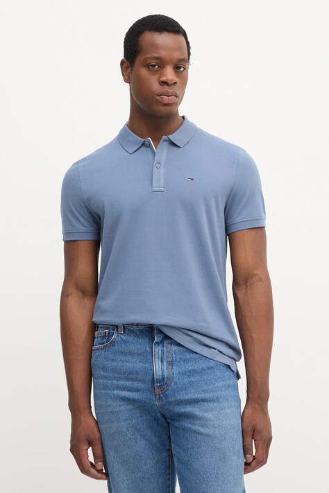 Bavlněné polo tričko Tommy Jeans tmavomodrá barva, DM0DM20676