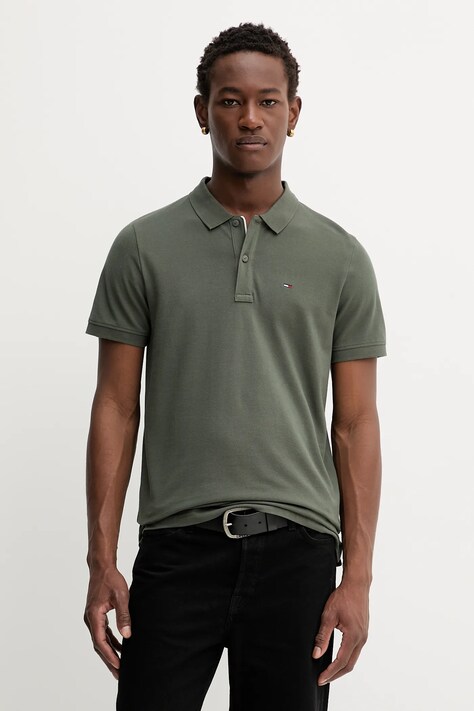 Tommy Jeans polo bawełniane kolor zielony gładki DM0DM20676