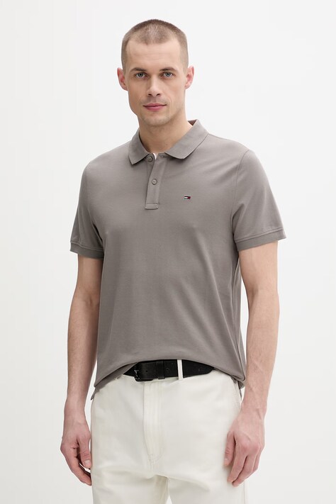 Tommy Jeans polo męskie bawełniane brązowe DM0DM20676