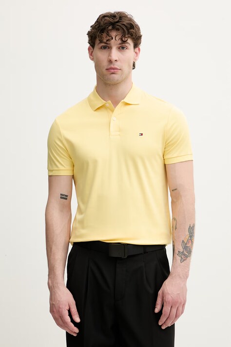 Tommy Hilfiger polo męskie bawełniane żółte MW0MW39994