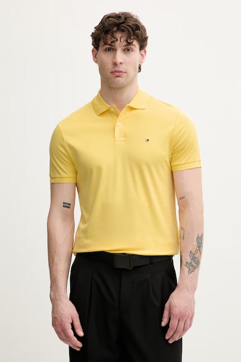 Tommy Hilfiger polo męskie bawełniane żółte MW0MW39994
