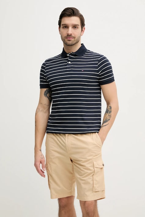 Tommy Hilfiger polo bawełniane męski kolor granatowy gładki MW0MW39994