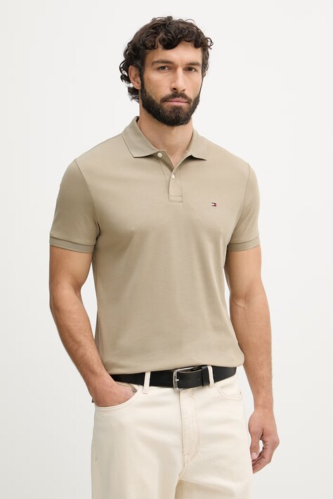 Tommy Hilfiger polo męskie bawełniane beżowe MW0MW39994