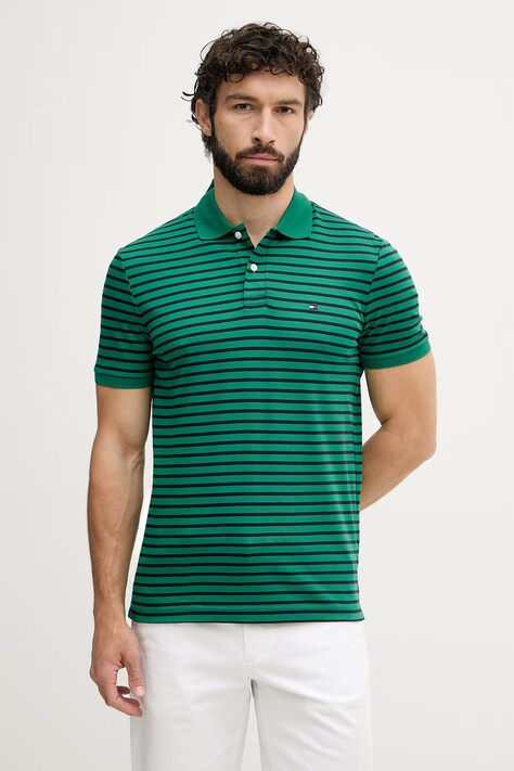 Tommy Hilfiger polo majica moška bombažna zelena MW0MW39994