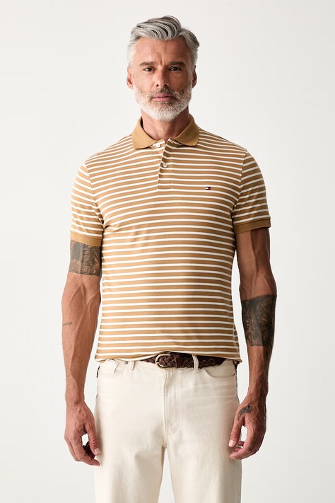 Tommy Hilfiger polo męskie bawełniane beżowe MW0MW39994
