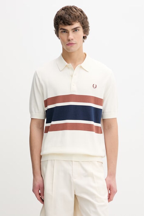 Fred Perry sweter bawełniany męski kolor beżowy lekki K9709.760