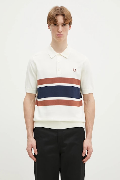 Fred Perry sweter bawełniany męski kolor beżowy lekki K9709.760