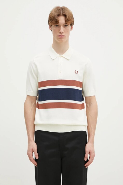 Βαμβακερό πουλόβερ Fred Perry ανδρικό, χρώμα: μπεζ, K9709.760