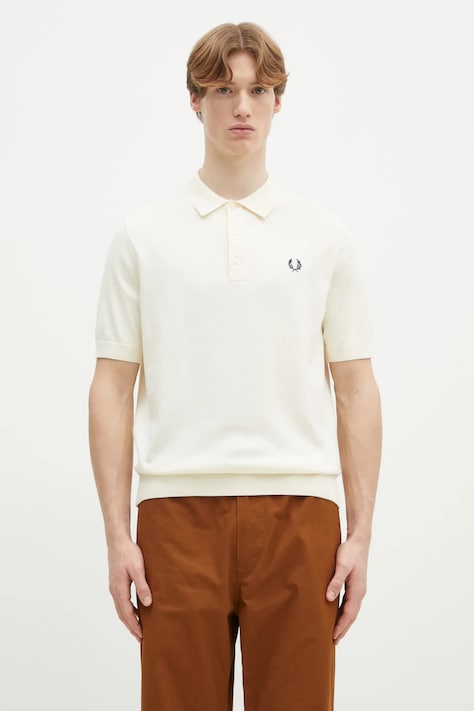 Fred Perry cotton polo shirt men’s beige color patterned K9725.560