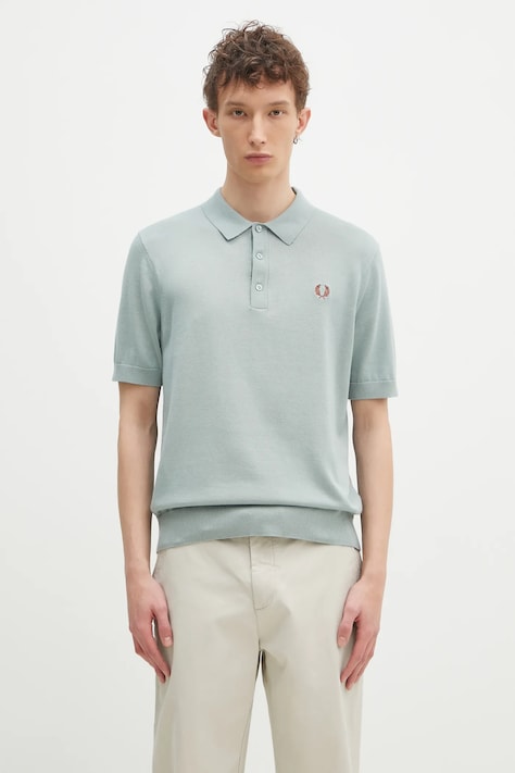 Fred Perry cotton polo shirt turquoise color smooth K9725.959