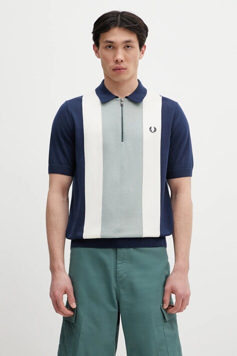 Fred Perry cotton polo shirt turquoise color patterned K9728.Y90