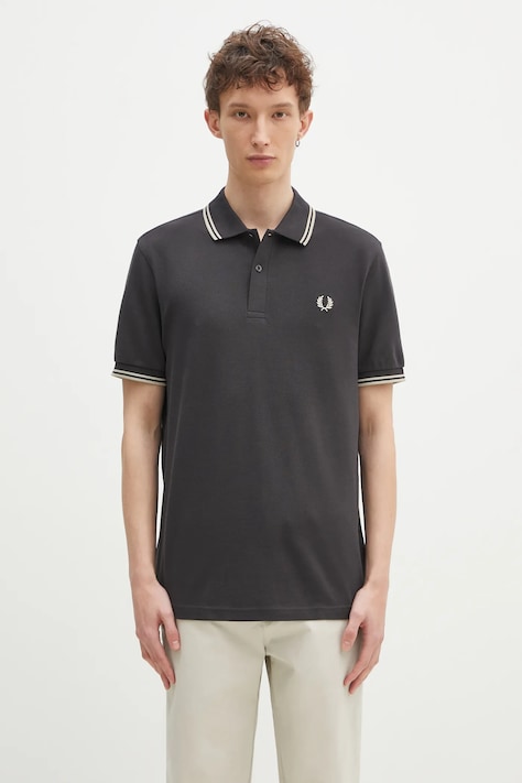 Βαμβακερό μπλουζάκι πόλο Fred Perry χρώμα: γκρι, M3600.V56