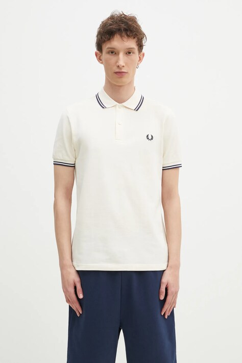 Βαμβακερό μπλουζάκι πόλο Fred Perry χρώμα: μπεζ, M3600.Y24