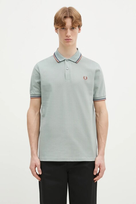 Бавовняне поло Fred Perry чоловіче колір зелений однотонне M3600.Y26