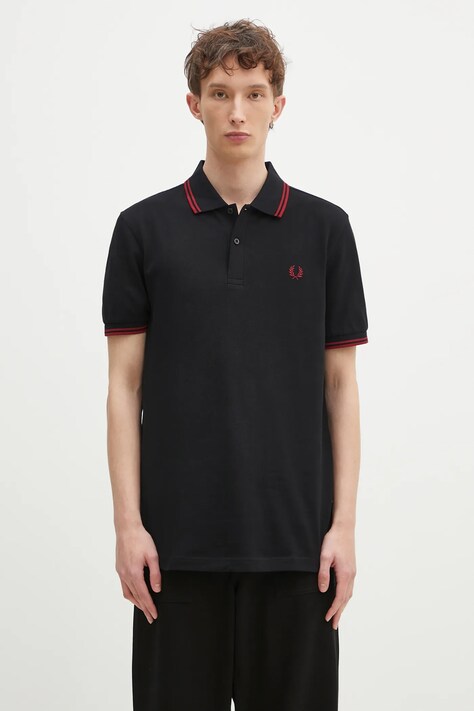 Βαμβακερό μπλουζάκι πόλο Fred Perry χρώμα: μαύρο, M3600.Y42