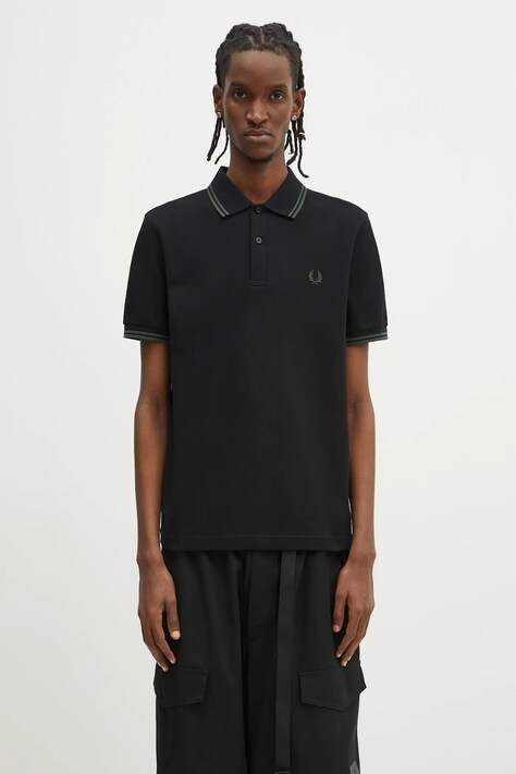 Fred Perry cotton polo shirt men’s black color smooth M3600.Y43