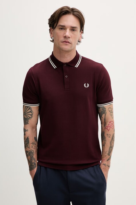 Fred Perry polo bawełniane męski kolor bordowy gładki M3600.597