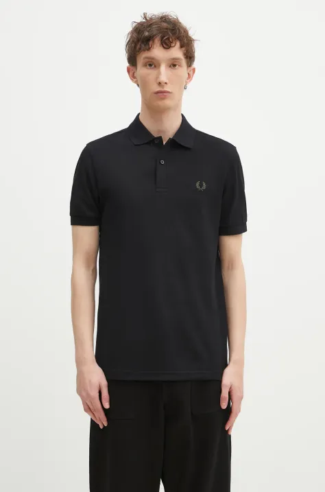 Βαμβακερό μπλουζάκι πόλο Fred Perry χρώμα: μαύρο, M6000.Y43