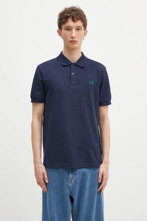 Bavlnené polo tričko Fred Perry tmavomodrá farba, s nášivkou, M6000.Y49