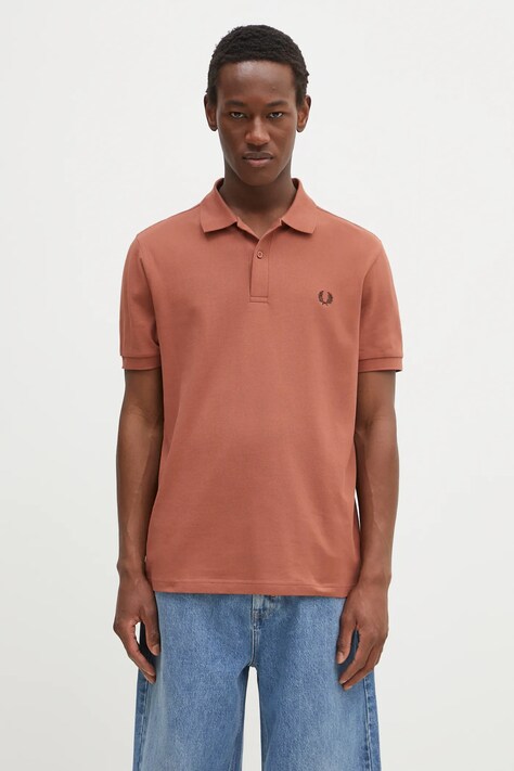 Fred Perry cotton polo shirt men’s orange color smooth M6000.Y52