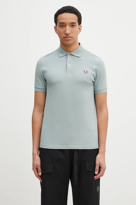 Fred Perry cotton polo shirt men’s green color smooth M6000.Z35