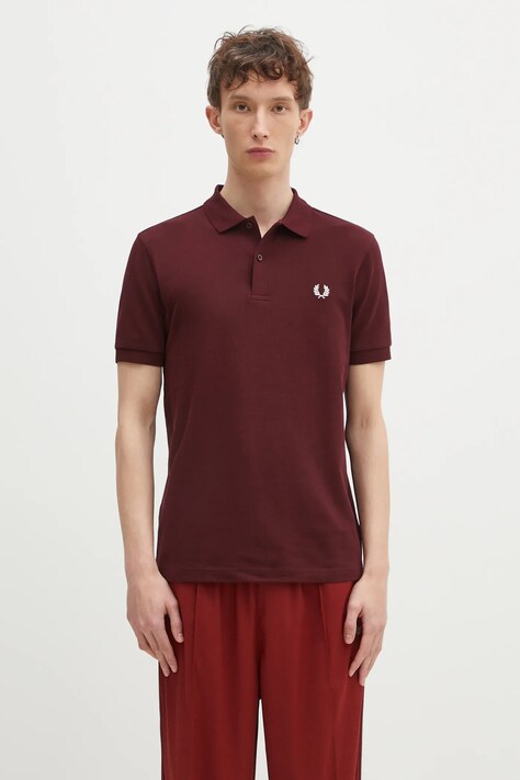 Fred Perry polo de bumbac culoarea bordo, cu imprimeu, M6000.597