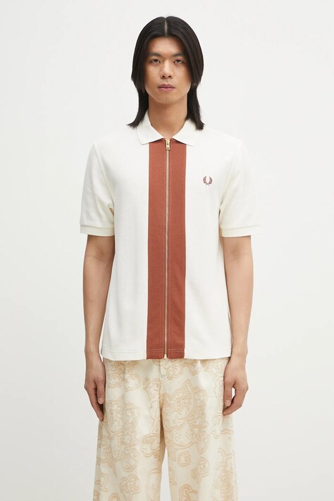 Fred Perry polo bawełniane męski kolor beżowy wzorzysty M6661.760
