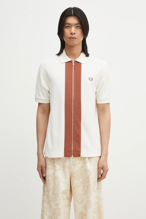 Fred Perry polo bawełniane męski kolor beżowy wzorzysty M6661.760