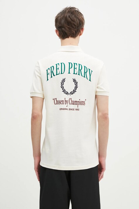 Fred Perry polo bawełniane kolor beżowy z aplikacją M9834.560