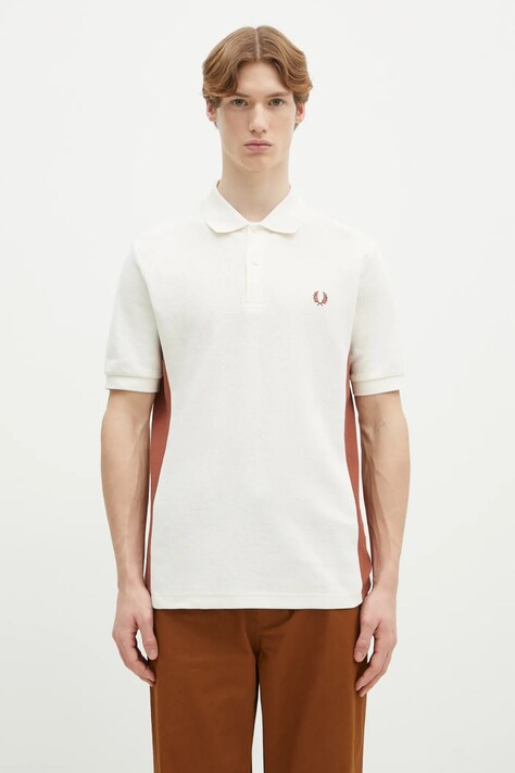 Fred Perry polo bawełniane męski kolor beżowy gładki M9875.760