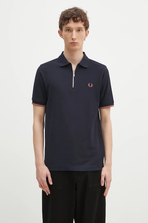 Bavlněné polo tričko Fred Perry tmavomodrá barva, s aplikací, M9886.608