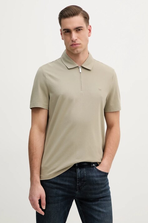 Michael Kors tricou polo barbati, culoarea verde, neted, CS552HOHFK