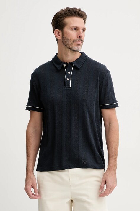 Тениска с яка Marciano Guess в тъмносиньо с изчистен дизайн 5GHP07 6321A