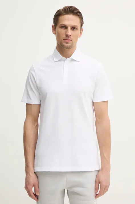 Hackett London polo bawełniane kolor biały gładki HM563444