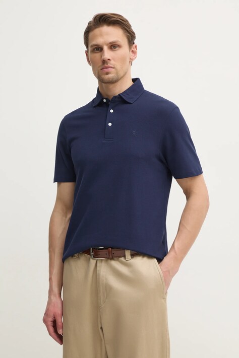 Hackett London pamut póló sötétkék, sima, HM563444